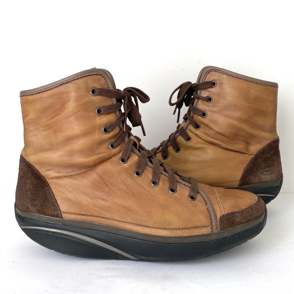 MBT Tan Leather Women’s Boots Sz 9-9.5 PivotAxis Technology Comfort & Support